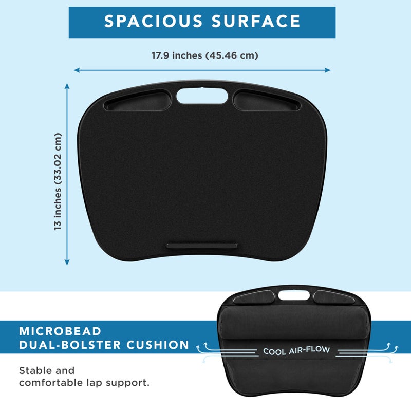 LAPGEAR MyDesk Lap Desk with Device Ledge and Phone Holder - Black - Fits up to 15.6 Inch Laptops - Style No. 44448 - Image 5